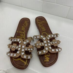 Sam Edelman Tan Sandals with Crystal Accents